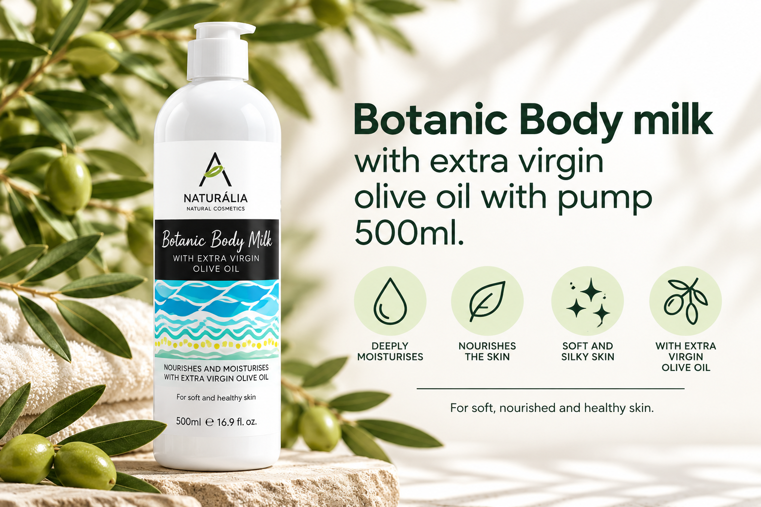 Leche corporal botánica ALNATURAL con aceite de oliva virgen extra 500 ml